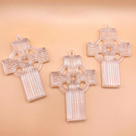 Vintage Waterford Marquis Crystal Cross Christmas Ornaments Set of 3 - Picture 5 of 8